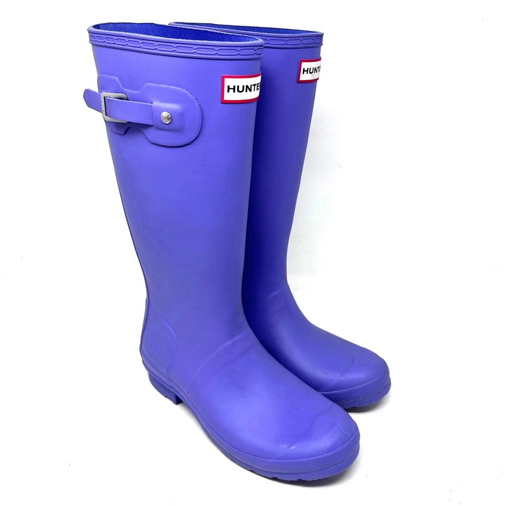 Hunter Original Big Kids Rain Boots Purple Rubber Waterproof‎ US 5B/6G EU 37